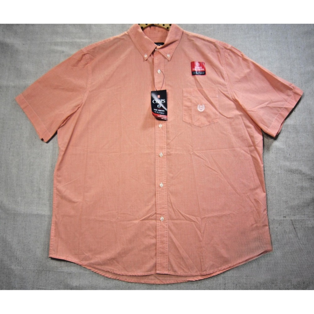 Chaps Orange Gingham Check Short Sleeve Button Down Shirt Men's Size XXL NWT